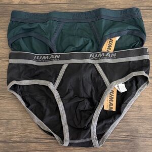 Intimissimi Superior Cotton Men's Black and Dark Green Briefs